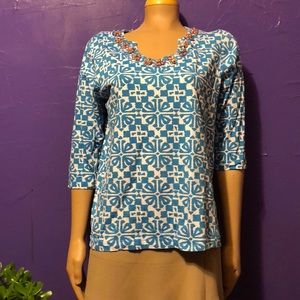 Boca Bay Medium Top Turquoise White beaded